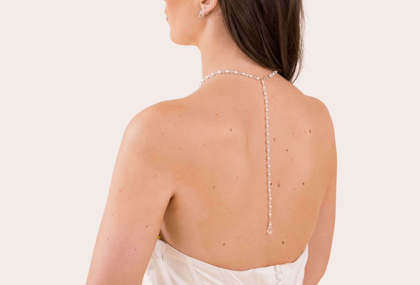 Long Rhinestone Crystal Drop Back Chain Necklace – Perfect For Backless Dresses & Weddings