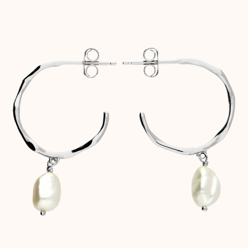 Lucy Silver Pearl Earrings