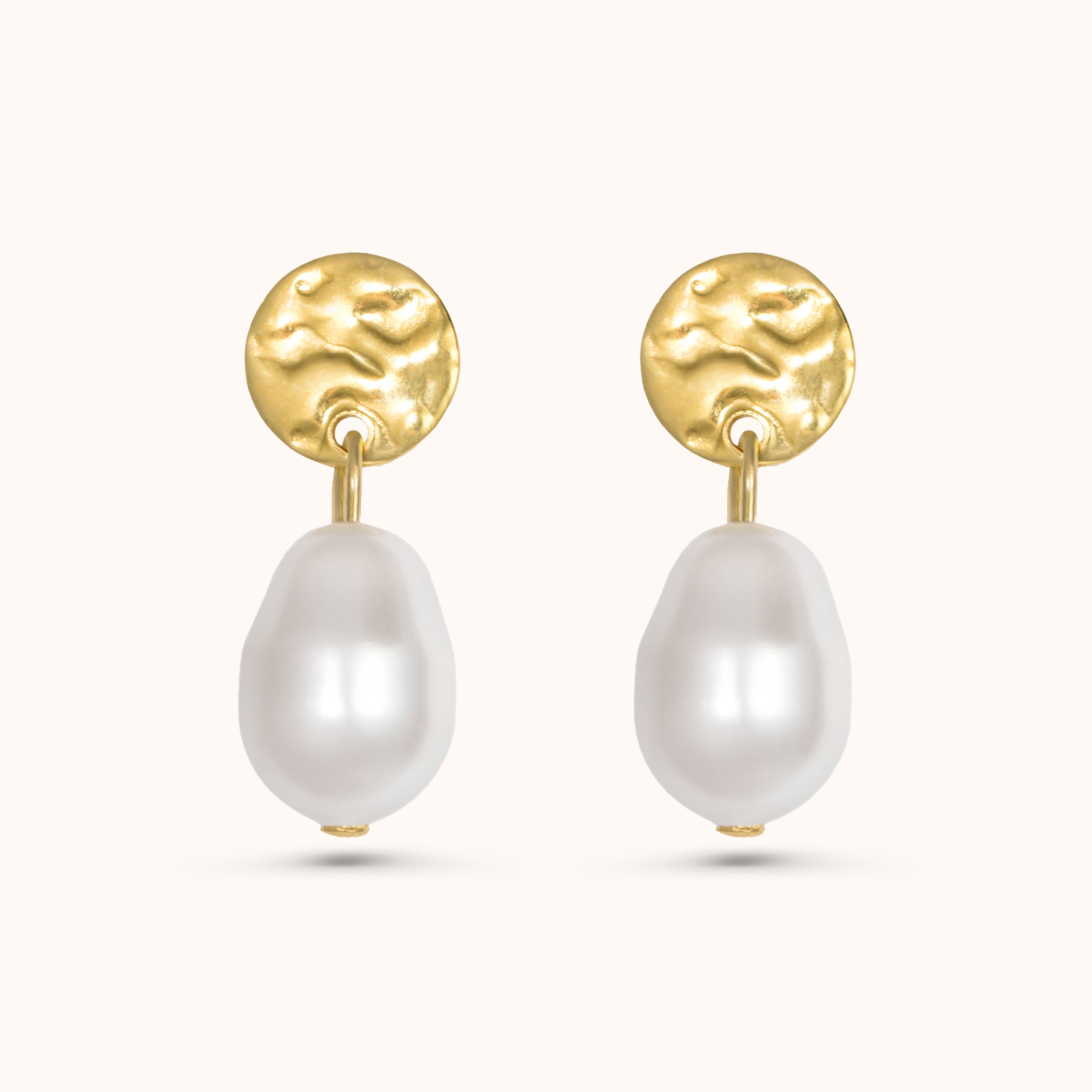 Brogan Pearl and Gold Disc Earrings | Eliza Loves