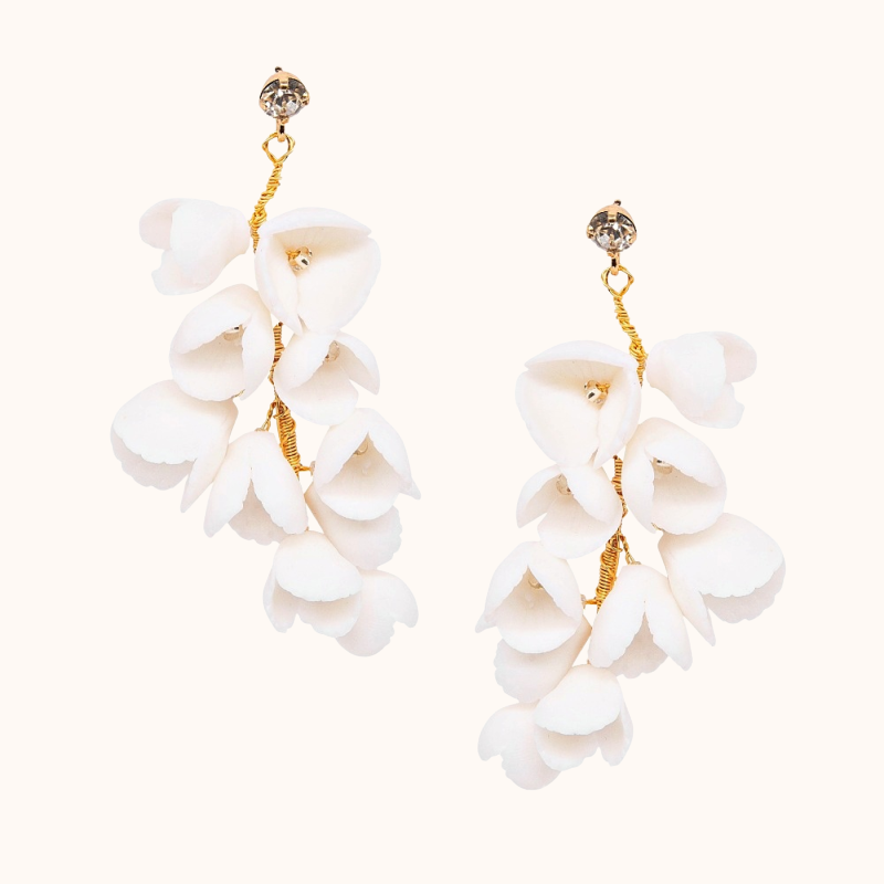 petra floral drop bridal earrings