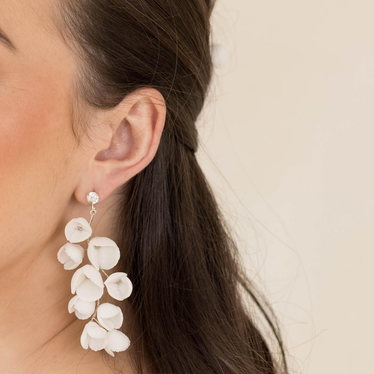 Petra floral drop bridal earrings