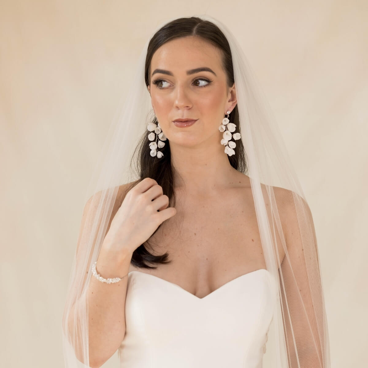 Petra floral drop bridal earrings