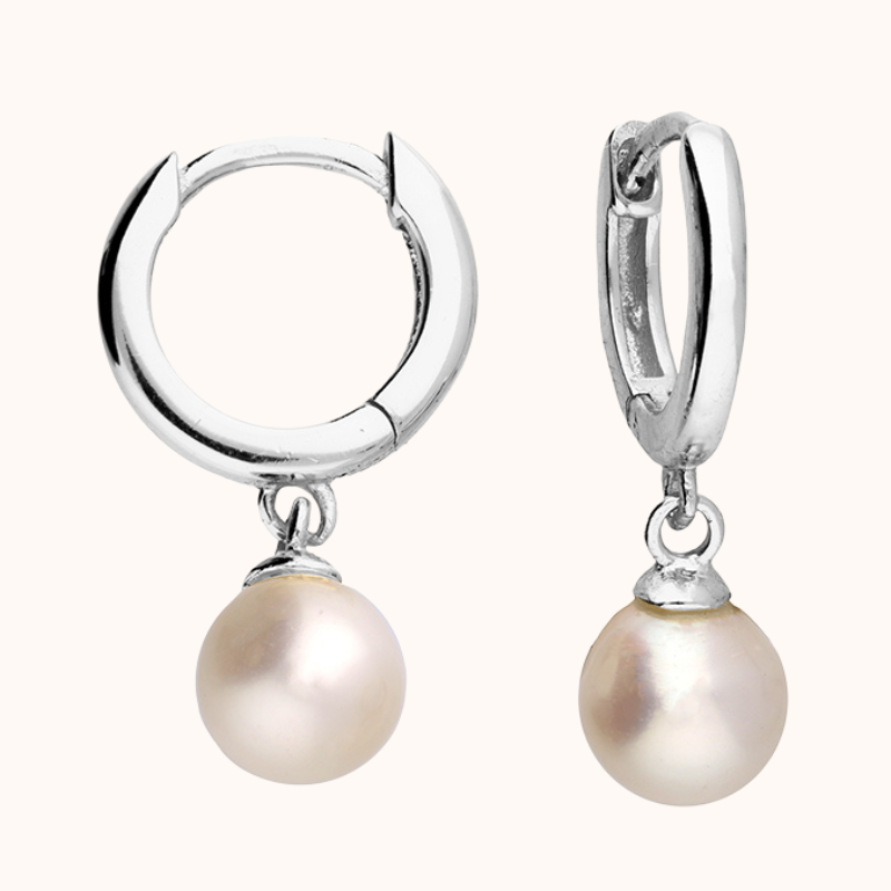 celine bridal pearl huggie earrings