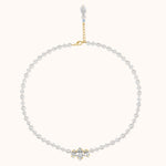 Ella White pearl flowergirl necklace with Swarovski navette