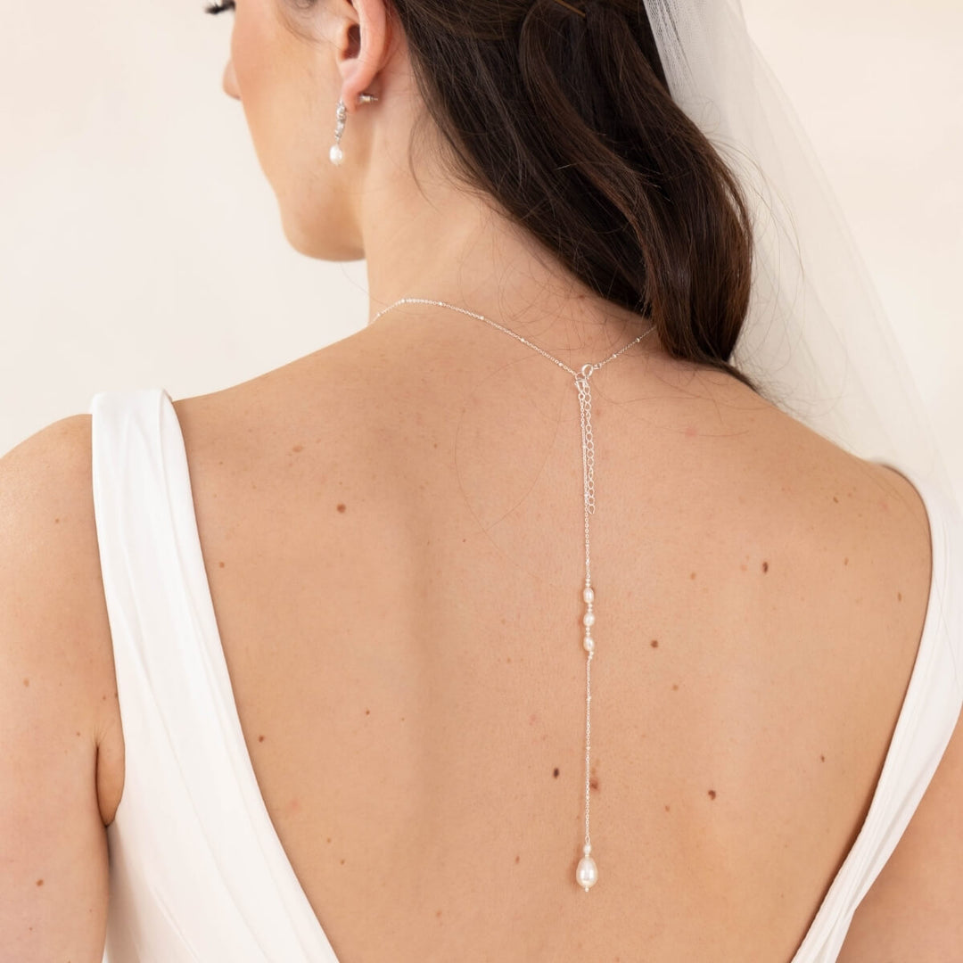 hope pearl bridal necklace back drop