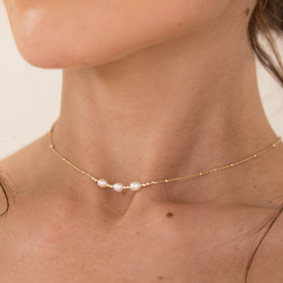 hope gold pearl trio necklace