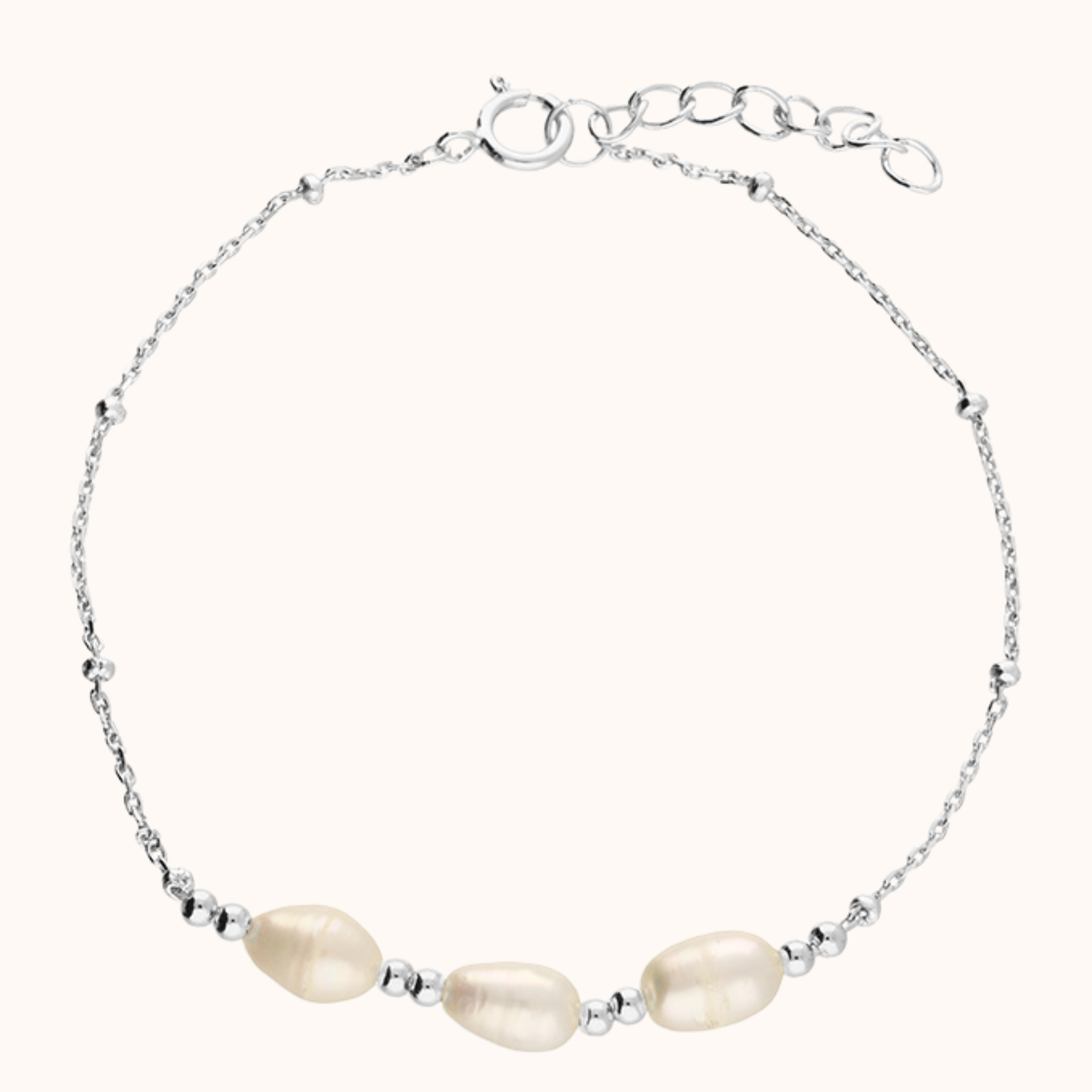 hope silver pearl trio bracelet
