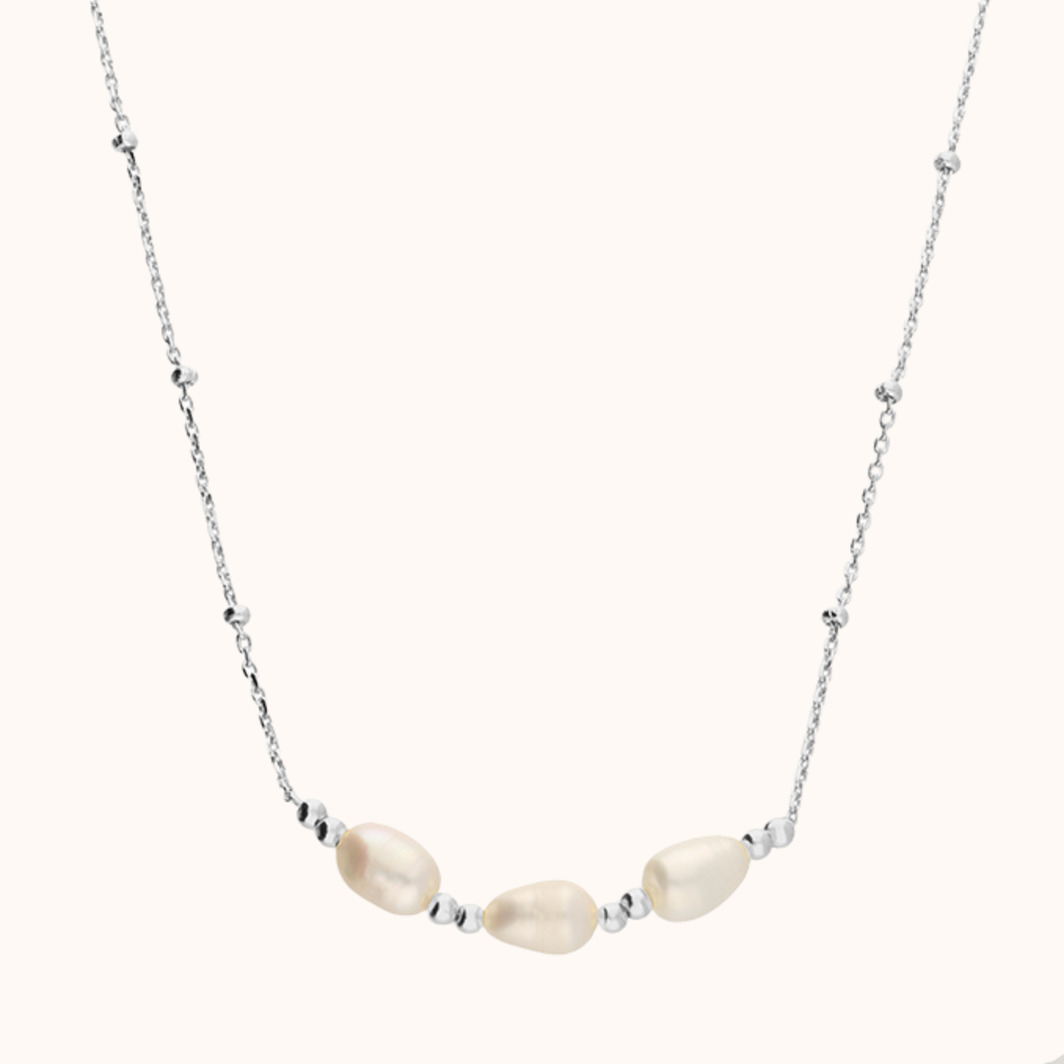 hope silver pearl trio necklace