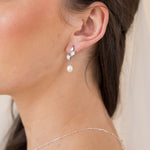 Layla triple-marquise swarovski bridal drop pearl earrings