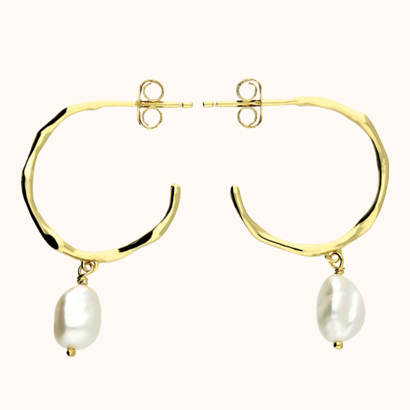 Lucy pearl hoop bridal earrings