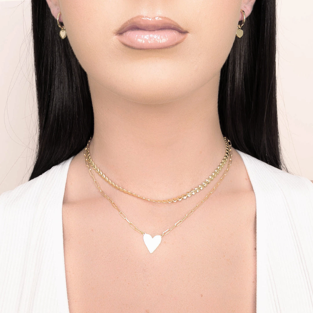 Penelope Heart Gold Huggie Earrings