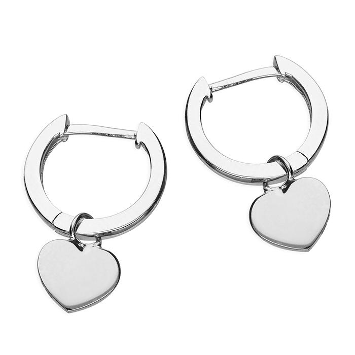 Penelope Heart Huggie Silver Earrings