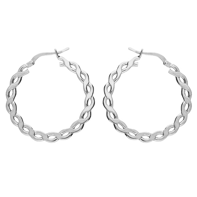 Silver twist hoop best sale earrings